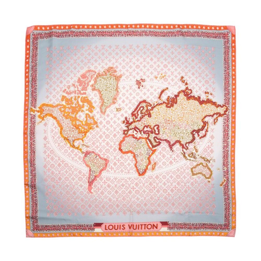 Louis Vuitton Silk Monogram Map 90cm Scarf